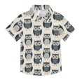 thumbnail image 1 of Dailycode Small Short Sleeve Button Down Shirts Hand Drawn Owls Casual Shirt 3-10 Years, 1 of 9