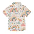 thumbnail image 1 of Dailycode Small Short Sleeve Button Down Shirts Hand Drawn Rainbow Rain Cloud Casual Shirt 3-10 Years, 1 of 9