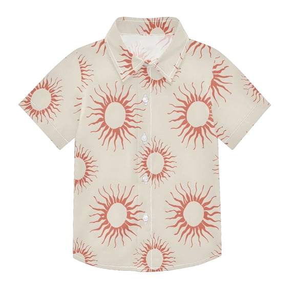 Dailycode Small Short Sleeve Button Down Shirts Hand Drawn Sun Casual Shirt 3-10 Years