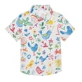 thumbnail image 1 of Dailycode Small Short Sleeve Button Down Shirts Hand-drawn Chicken Flower Bird Casual Shirt 3-10 Years, 1 of 9