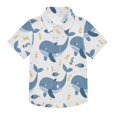 thumbnail image 1 of Dailycode Small Short Sleeve Button Down Shirts Happy Whale and Leaf Casual Shirt 3-10 Years, 1 of 9