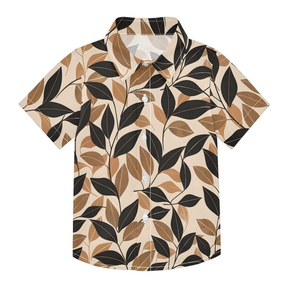 Dailycode Small Short Sleeve Button Down Shirts Leaves Casual Shirt 3-10 Years