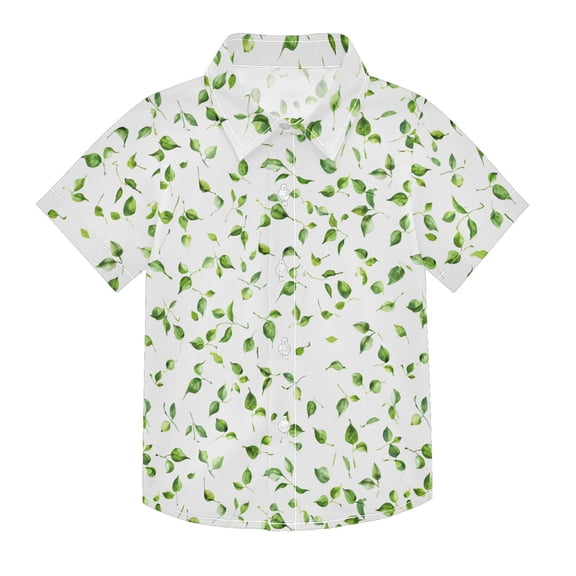 Dailycode Small Short Sleeve Button Down Shirts Leaves Fall in Air Casual Shirt 3-10 Years