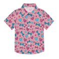 thumbnail image 1 of Dailycode Small Short Sleeve Button Down Shirts Love Heart Bones Paw Star Casual Shirt 3-10 Years, 1 of 9
