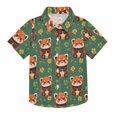 thumbnail image 1 of Dailycode Small Short Sleeve Button Down Shirts Lucky Red Panda Leaf Casual Shirt 3-10 Years, 1 of 9