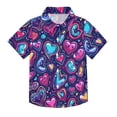 thumbnail image 1 of Dailycode Small Short Sleeve Button Down Shirts Neon Funny Cartoon Hearts Casual Shirt 3-10 Years, 1 of 9
