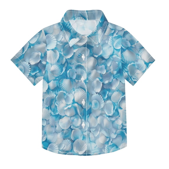 Dailycode Small Short Sleeve Button Down Shirts Overlapping Seashells Casual Shirt 3-10 Years