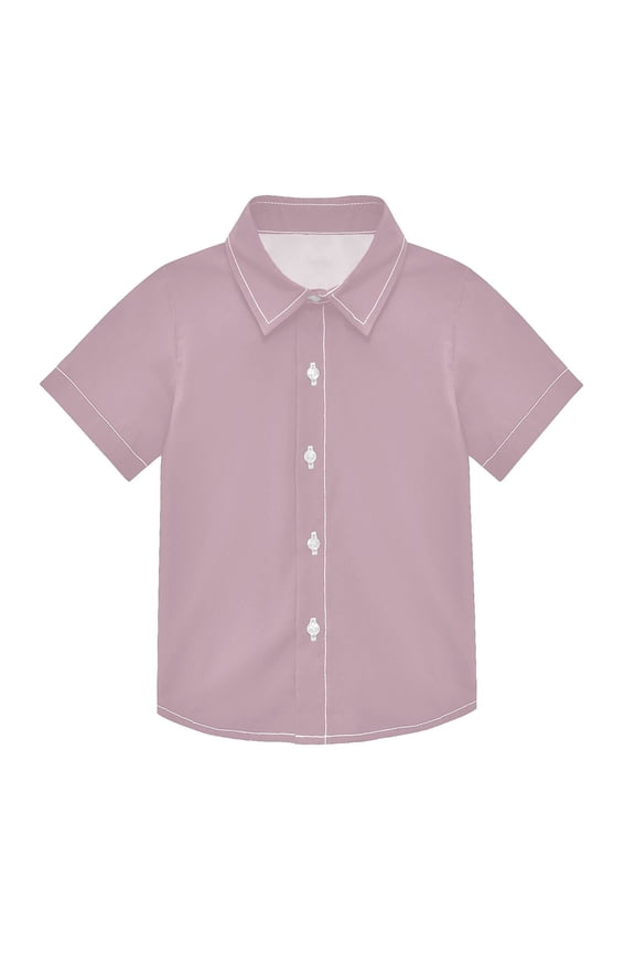 Small Short Sleeve Button Down Shirts Pale Mauve Casual Shirt 3-10 Years
