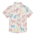 thumbnail image 1 of Dailycode Small Short Sleeve Button Down Shirts Pink Blue Yellow Cattle Casual Shirt 3-10 Years, 1 of 9