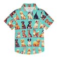 thumbnail image 1 of Dailycode Small Short Sleeve Button Down Shirts Pixel Style Dogs Casual Shirt 3-10 Years, 1 of 9