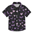 thumbnail image 1 of Dailycode Small Short Sleeve Button Down Shirts Purple Hearts and Bats Casual Shirt 3-10 Years, 1 of 9