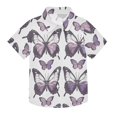thumbnail image 1 of Dailycode Small Short Sleeve Button Down Shirts Purple and White Butterflies Casual Shirt 3-10 Years, 1 of 9