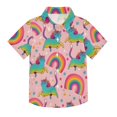 thumbnail image 1 of Dailycode Small Short Sleeve Button Down Shirts Rainbow Cats Unicorns Casual Shirt 3-10 Years, 1 of 9