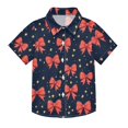 thumbnail image 1 of Dailycode Small Short Sleeve Button Down Shirts Red Bow and Star Casual Shirt 3-10 Years, 1 of 9
