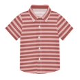 thumbnail image 1 of Dailycode Small Short Sleeve Button Down Shirts Red Pink Stripe Casual Shirt 3-10 Years, 1 of 9