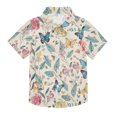 thumbnail image 1 of Dailycode Small Short Sleeve Button Down Shirts Rose Leaf Butterfly Casual Shirt 3-10 Years, 1 of 9