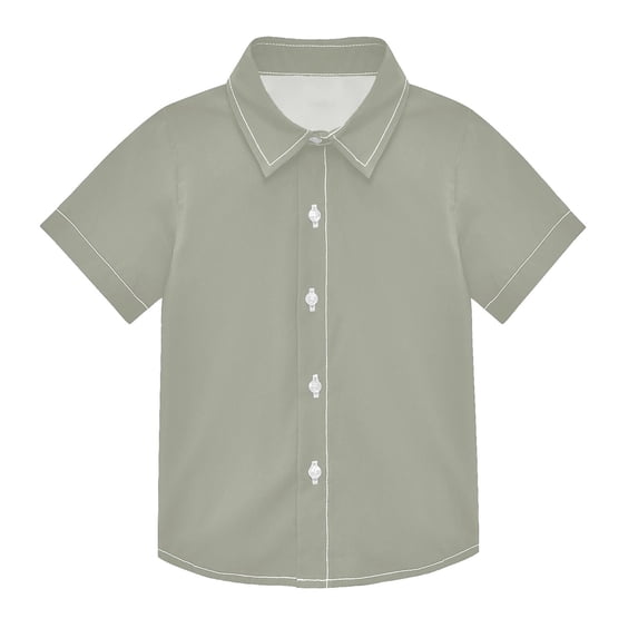 Dailycode Small Short Sleeve Button Down Shirts Sage Green Casual Shirt 3-10 Years