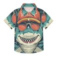thumbnail image 1 of Dailycode Small Short Sleeve Button Down Shirts Shark with Hat and Sunglasses Casual Shirt 3-10 Years, 1 of 8