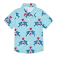 thumbnail image 1 of Dailycode Small Short Sleeve Button Down Shirts Shark with Love Balloon Casual Shirt 3-10 Years, 1 of 9