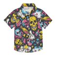thumbnail image 1 of Dailycode Small Short Sleeve Button Down Shirts Skull Candy Bottles Stars Casual Shirt 3-10 Years, 1 of 9