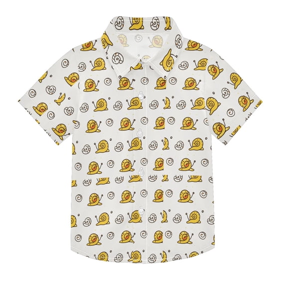 Dailycode Small Short Sleeve Button Down Shirts Snail and Conch Casual Shirt 3-10 Years