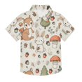 thumbnail image 1 of Dailycode Small Short Sleeve Button Down Shirts Squirrel Bunny Acorns Mushrooms Casual Shirt 3-10 Years, 1 of 9