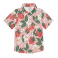 thumbnail image 1 of Dailycode Small Short Sleeve Button Down Shirts Strawberries Flowers Leaves Casual Shirt 3-10 Years, 1 of 9