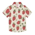 thumbnail image 1 of Dailycode Small Short Sleeve Button Down Shirts Strawberries and White Flowers Casual Shirt 3-10 Years, 1 of 9