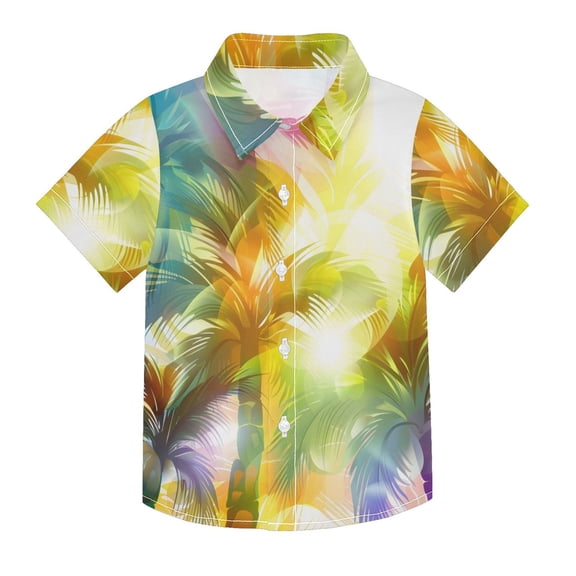 Dailycode Small Short Sleeve Button Down Shirts Summer Tree Casual Shirt 3-10 Years