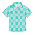 thumbnail image 1 of Dailycode Small Short Sleeve Button Down Shirts Turquoise White Gingham Casual Shirt 3-10 Years, 1 of 9