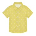 thumbnail image 1 of Dailycode Small Short Sleeve Button Down Shirts Yellow White Polka Dot Casual Shirt 3-10 Years, 1 of 9