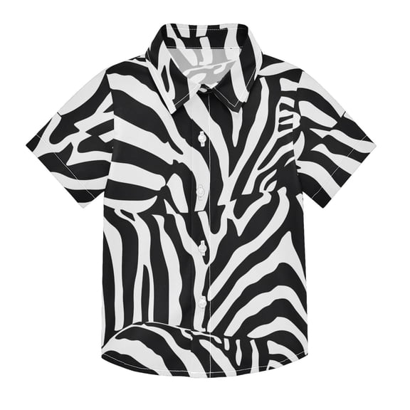 Dailycode Small Short Sleeve Button Down Shirts Zebra Stripe Casual Shirt 3-10 Years