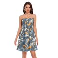 thumbnail image 1 of Dailycode Summer Dresses for Women Strapless Casual Beach Cover Ups Brown Blue Marble Tube Top Sundress, 1 of 5