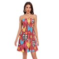 thumbnail image 1 of Dailycode Summer Dresses for Women Strapless Casual Beach Cover Ups Colorful Hearts Stars Dandelions Tube Top Sundress, 1 of 8