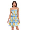 thumbnail image 1 of Dailycode Summer Dresses for Women Strapless Casual Beach Cover Ups Daffodils Flower on Checkered Tube Top Sundress, 1 of 8