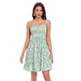 thumbnail image 1 of Dailycode Summer Dresses for Women Strapless Casual Beach Cover Ups Dark Green Dense White Foliage Tube Top Sundress, 1 of 8