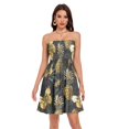 thumbnail image 1 of Dailycode Summer Dresses for Women Strapless Casual Beach Cover Ups Golden Pineapples and Butterflies Tube Top Sundress, 1 of 8