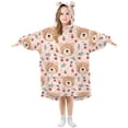 thumbnail image 1 of Dailycode Wearable Blanket Hoodie Oversized Sherpa Flannel Blankets with Pocket for 3-14 Year Old Cartoon Bear Face and Cherry, 1 of 7