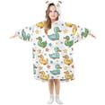 thumbnail image 1 of Dailycode Wearable Blanket Hoodie Oversized Sherpa Flannel Blankets with Pocket for 3-14 Year Old Cartoon Duck and Star, 1 of 7