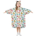 thumbnail image 1 of Dailycode Wearable Blanket Hoodie Oversized Sherpa Flannel Blankets with Pocket for 3-14 Year Old Coconut Tree and Fruit, 1 of 7