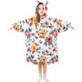 thumbnail image 1 of Dailycode Wearable Blanket Hoodie Oversized Sherpa Flannel Blankets with Pocket for 3-14 Year Old Colorful Flower with Leaves, 1 of 7