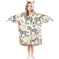 thumbnail image 1 of Dailycode Wearable Blanket Hoodie Oversized Sherpa Flannel Blankets with Pocket for 3-14 Year Old Cute Hand Drawn Zebras, 1 of 7