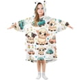 thumbnail image 1 of Dailycode Wearable Blanket Hoodie Oversized Sherpa Flannel Blankets with Pocket for 3-14 Year Old Cute Lamb and Car, 1 of 7