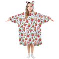 thumbnail image 1 of Dailycode Wearable Blanket Hoodie Oversized Sherpa Flannel Blankets with Pocket for 3-14 Year Old Cute Strawberries Face, 1 of 7