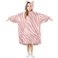 thumbnail image 1 of Dailycode Wearable Blanket Hoodie Oversized Sherpa Flannel Blankets with Pocket for 3-14 Year Old Pink Zebra Print, 1 of 7
