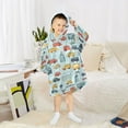 thumbnail image 1 of Dailycode Wearable Blanket Hoodie Oversized Sherpa Flannel Blankets with Pocket for 3-14 Year Old Skyscraper Car Tree, 1 of 7