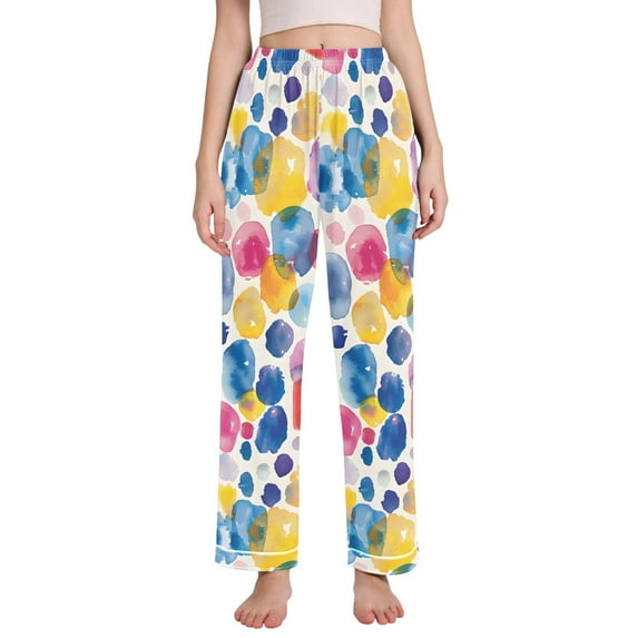 Dailycode Women's Pajama Pants Wide Leg Lounge Pj Bottoms With Pockets Abstract Paint Spots