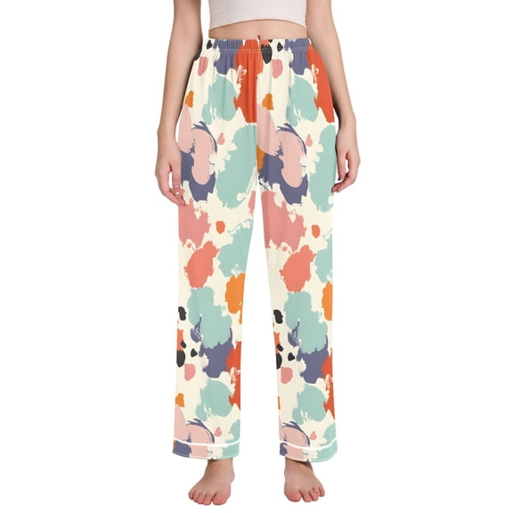 Dailycode Women's Pajama Pants Wide Leg Lounge Pj Bottoms With Pockets Abstract Splashes Paint