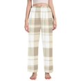 thumbnail image 1 of Dailycode Women's Pajama Pants Wide Leg Lounge Pj Bottoms With Pockets Beige and White Scottish Tartan, 1 of 7