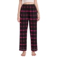 thumbnail image 1 of Dailycode Women's Pajama Pants Wide Leg Lounge Pj Bottoms With Pockets Black Pink Plaid, 1 of 7